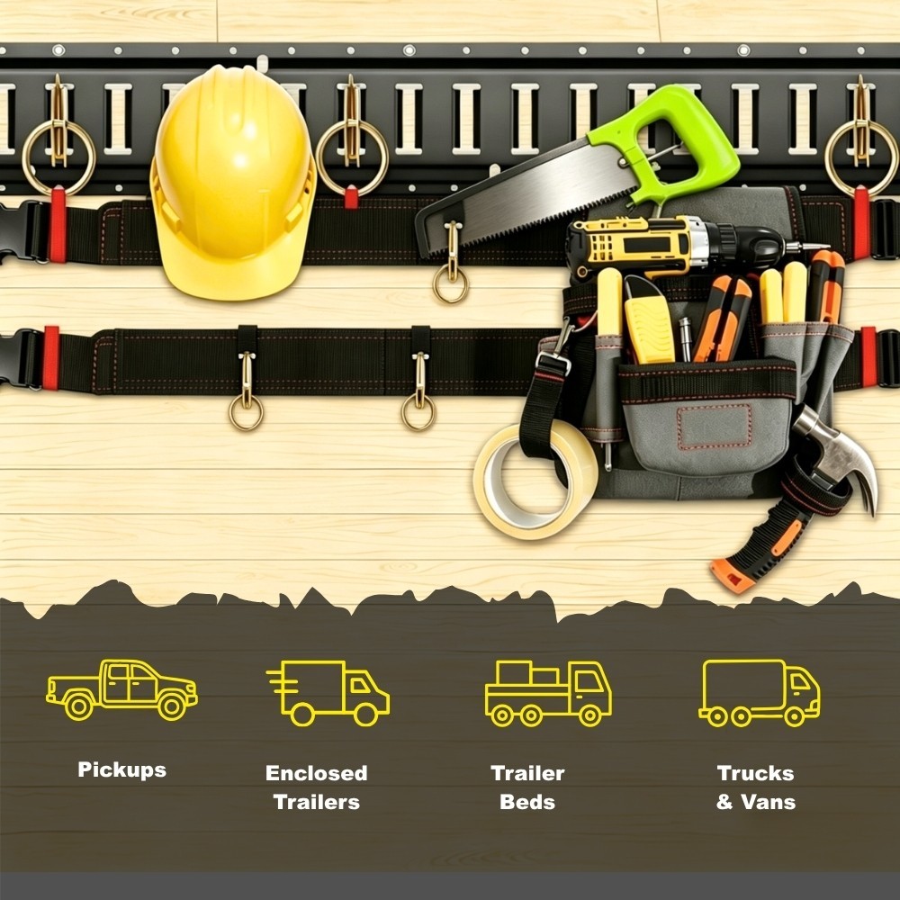 8Pcs 2FT E-Track Tie Down Rail System Steel For Enclosed Cargo Trailer Van