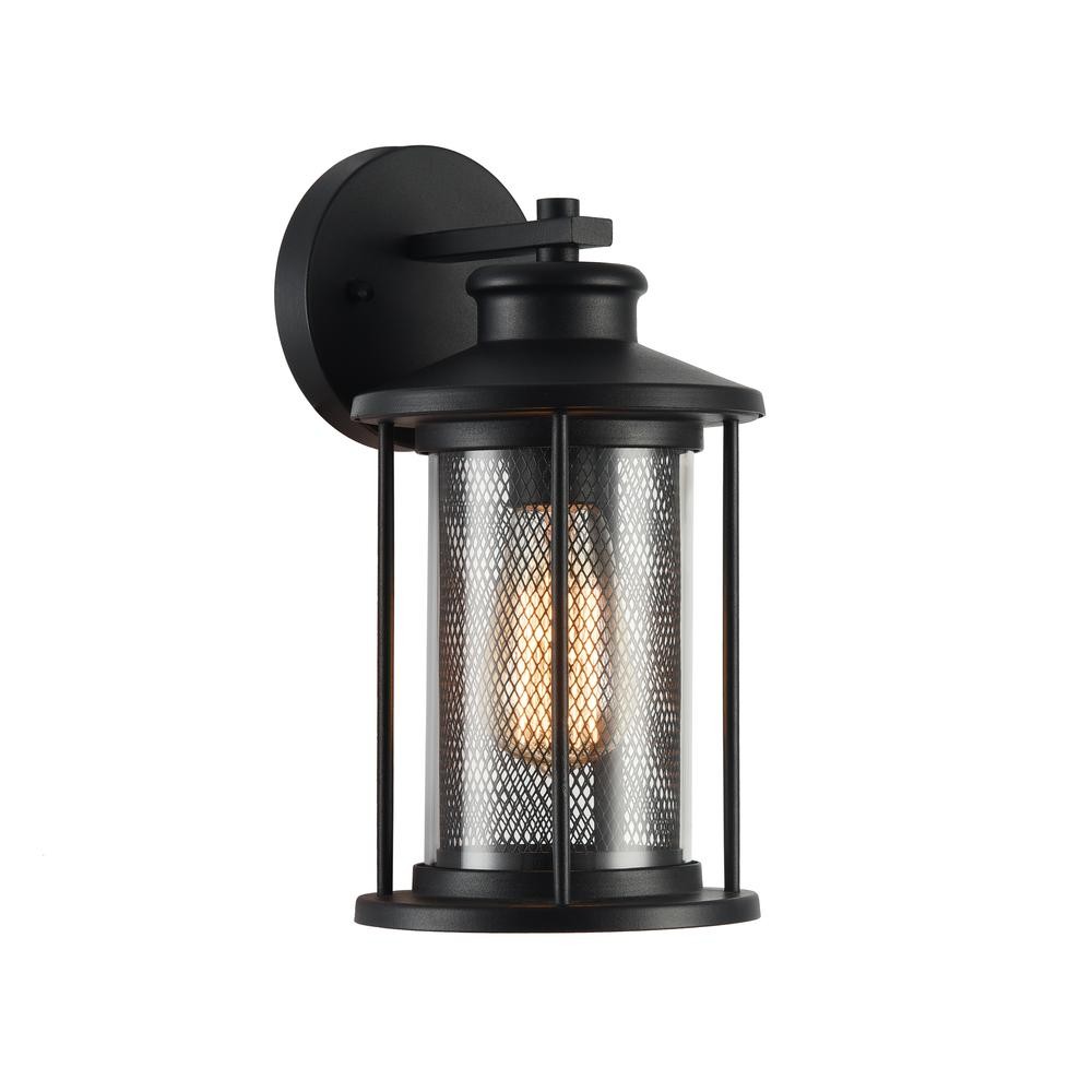 CRICHTON Transitional 1 Light Textured Black Outdoor Wall Sconce 11" Tall