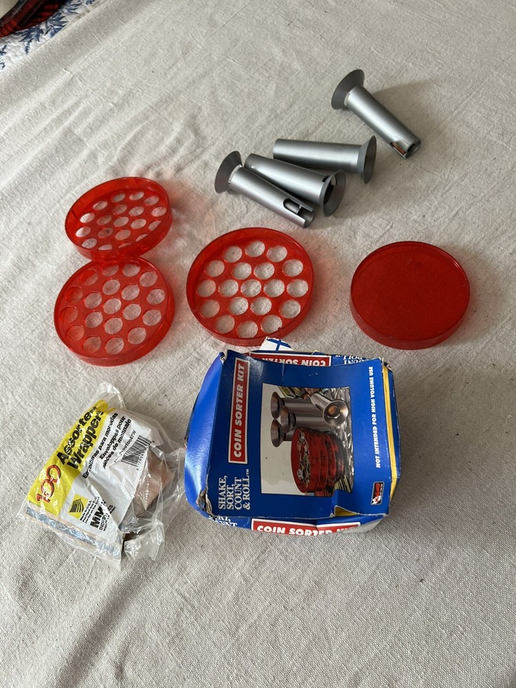 Vtg Magnif Count & Roll, Coin Counting Tubes - Extra Tubes Wrappers