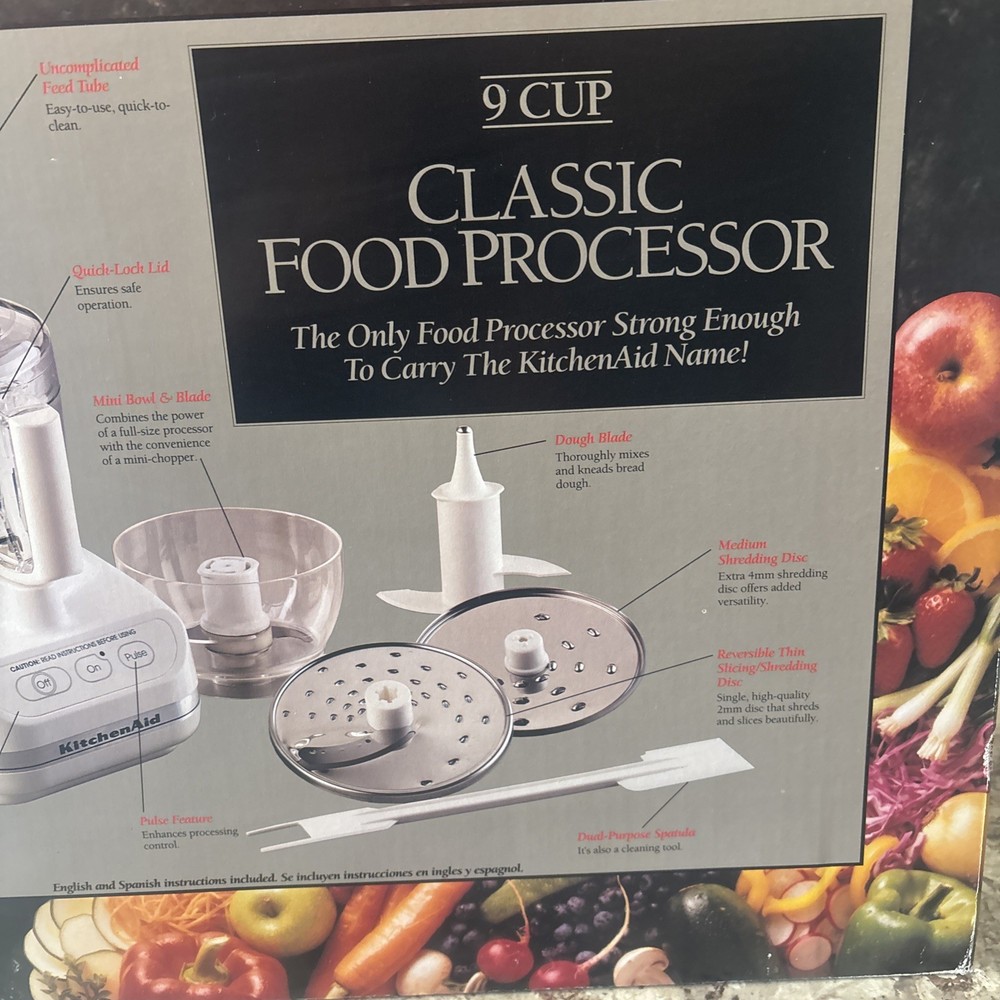 KitchenAid KFP500WH Classic 9 Cup Food Processor White Complete Set W/Box EUC