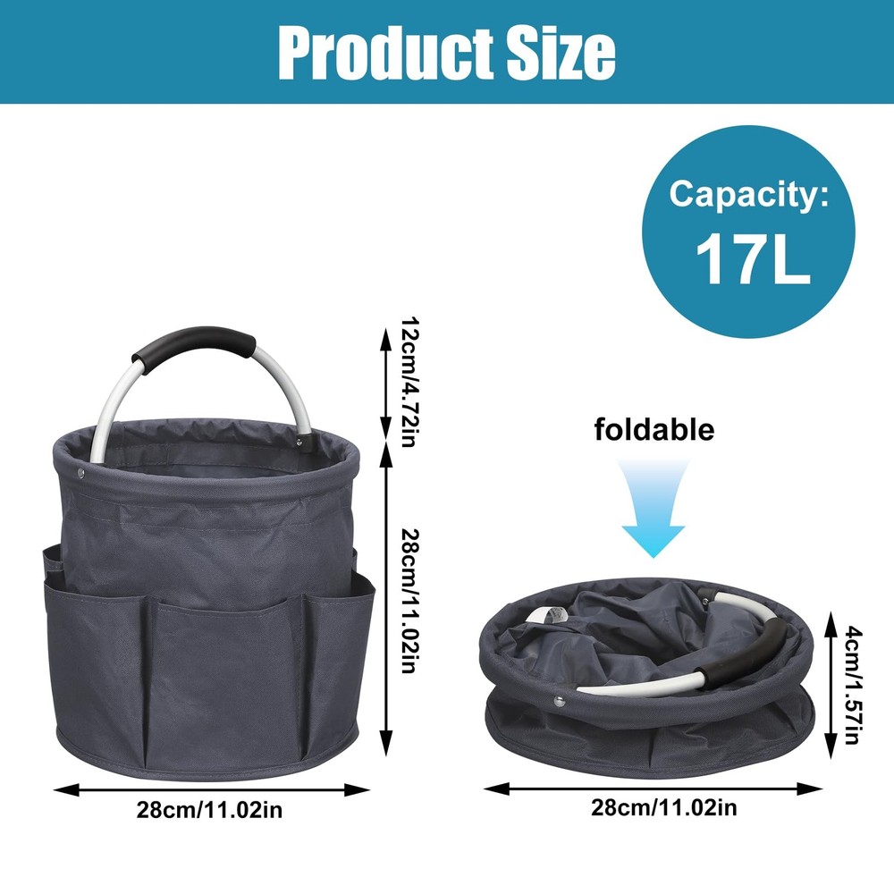 17L Cleaning Caddy with Handle, Cleaning Supply Caddy, Foldable Tool Bag Clea...