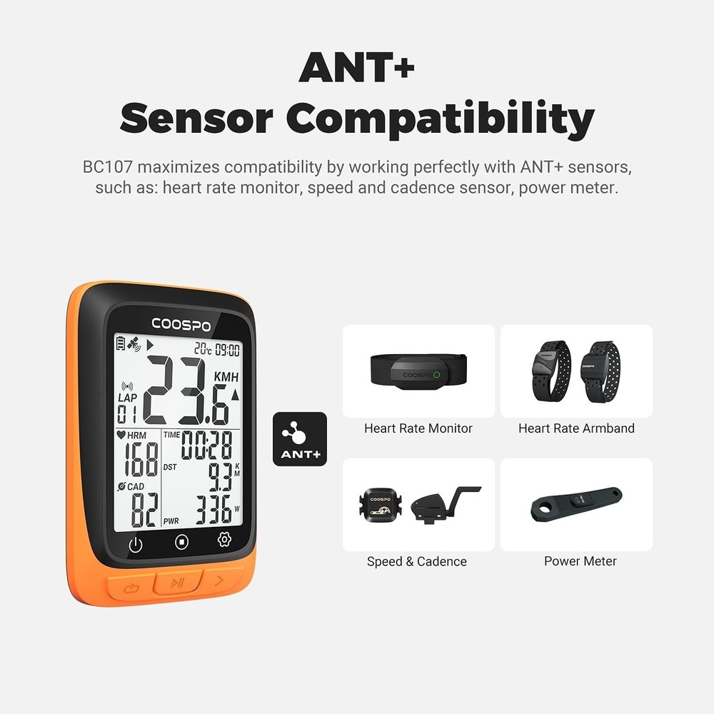 Waterproof Cycling Computer with 2.4” LCD Display - GPS Tracker & Bluetooth Sync