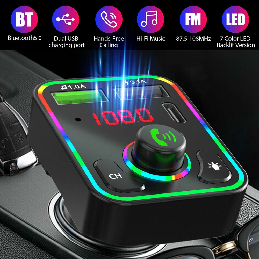 Wireless Car FM Transmitter Mini LED Screen MP3 Bluetooth 5.0 Fast PD Adapter