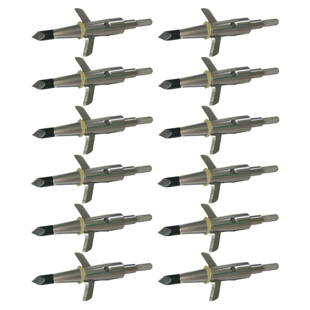 12Pc 100Gr Hunting Broadheads Hunter Mania Sharp Blade Compound Bow Crossbow Tip