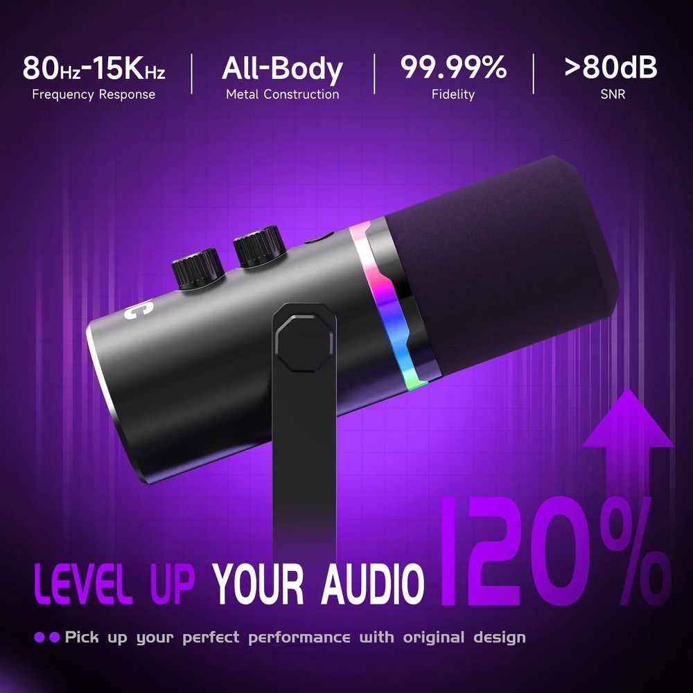 AOC USB/XLR Dynamic Microphone for Podcast Recording, PC Computer Gaming Streami