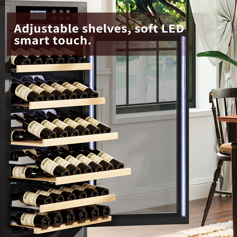 7.6 ft3 LED Touch Screen Display Constant Temperature Black Grape Wine Cooler