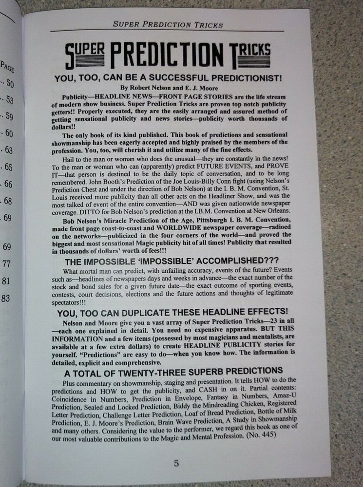 Super Prediction Tricks by Robert A. Nelson & E. J. Moore