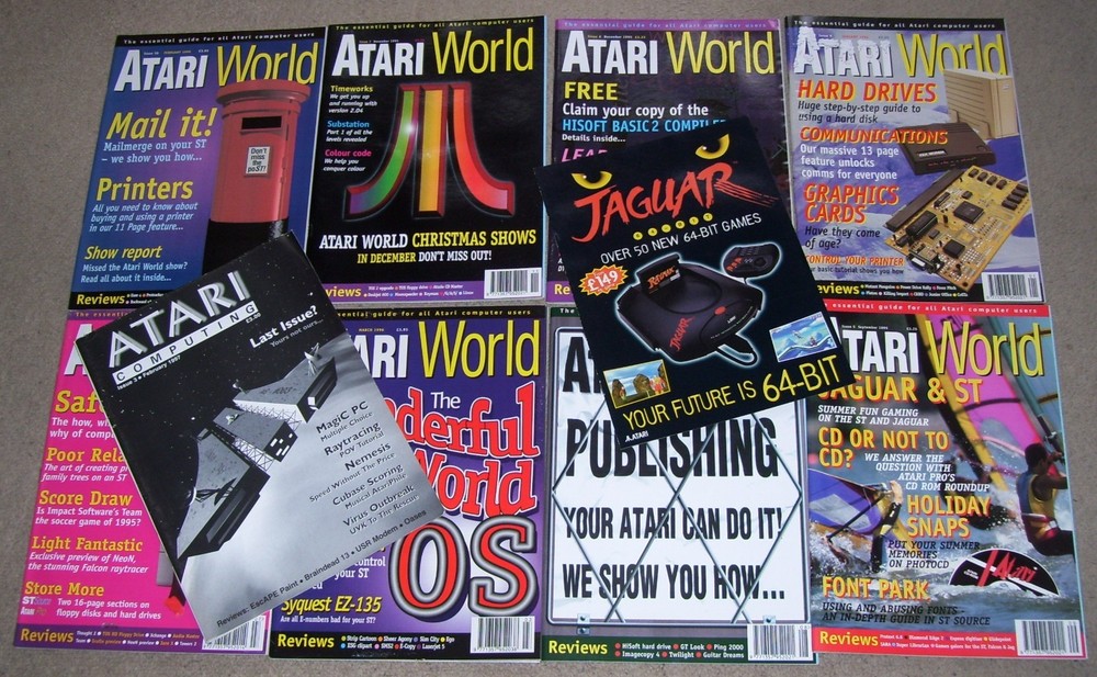NEW Atari ST STE Mega TT Falcon Computer Jaguar Atari World Magazines 9 x Issues
