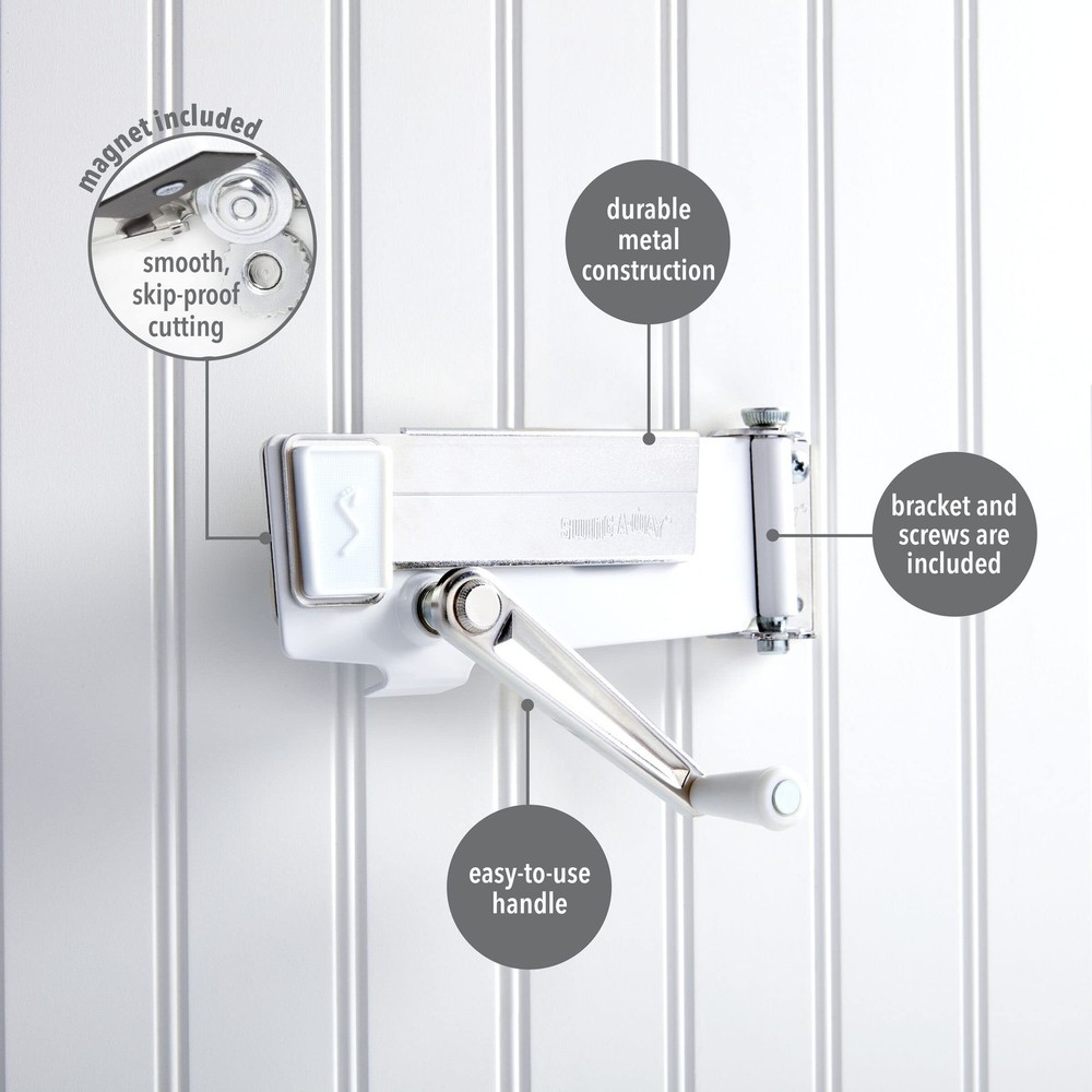 Swing-a-way Wall Mount Can Opener With Magnet, 1-Pack, White -