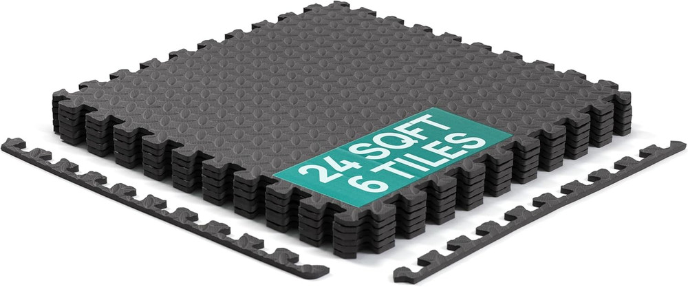 EVA Interlocking Mats, Puzzle Floor Tiles, Foam Floor Padding with Border for Fu