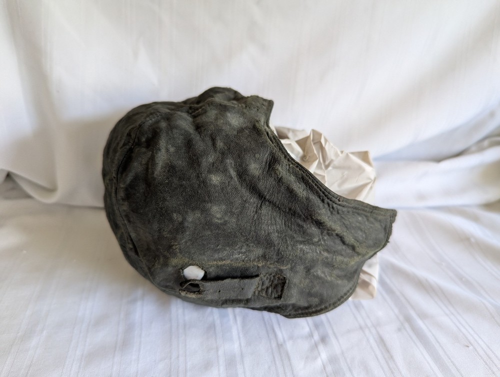 WWII black leather aviation helmet
