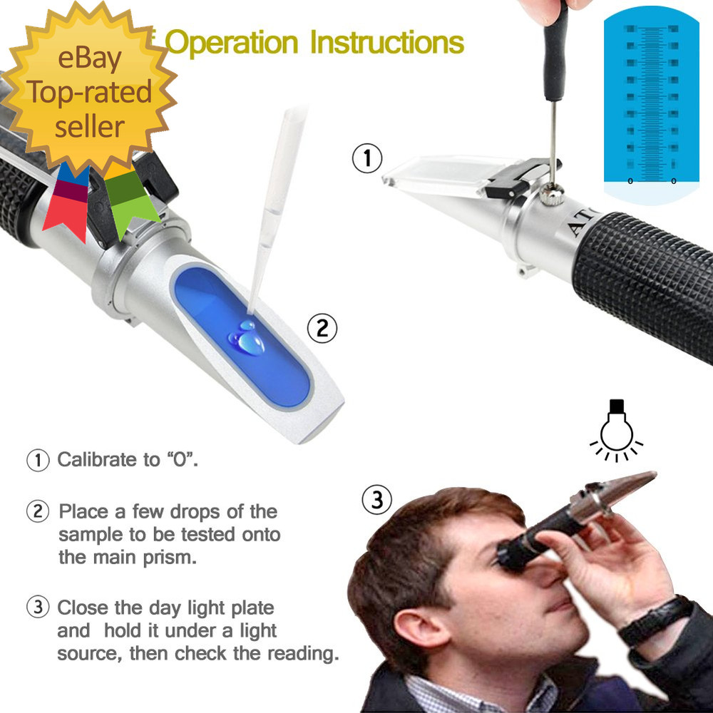 Brix Refractometer with ATC Dual Scale - Specific Gravity & Brix Hydrometer