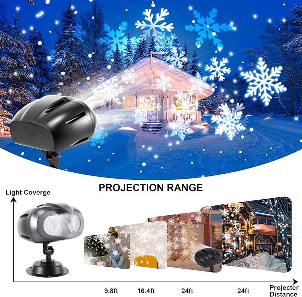 Christmas Projector Lights Outdoor, Dynamic Snowflake Projector with Remote Cont