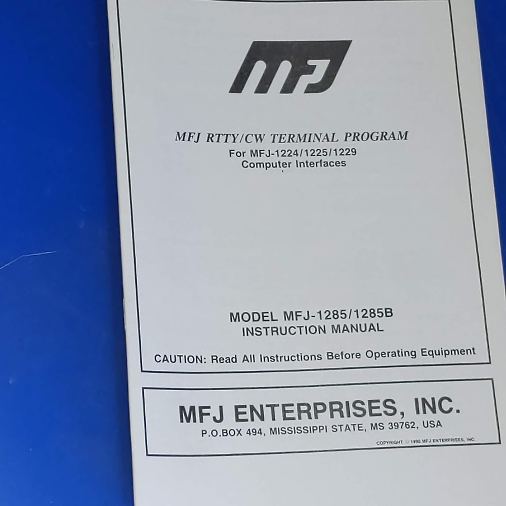 MFJ RTTY/CW Terminal Program For MFJ-1224/1225/1229 Interfaces