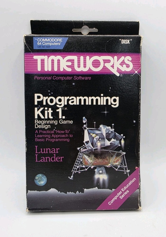 Timeworks Programming Kit 1 lunar lander Commodore 64 Computer Software Floppy