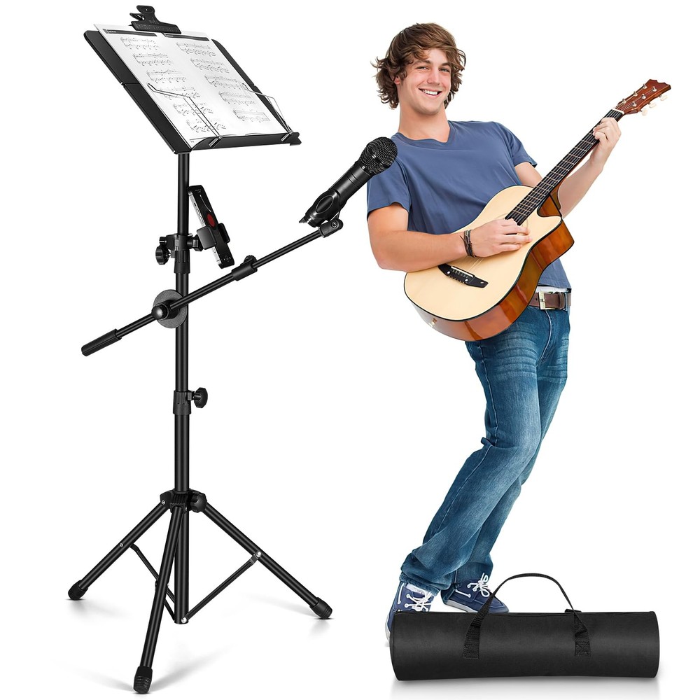 Music Stand, Vangoa Folding Sheet Stand + Microphone