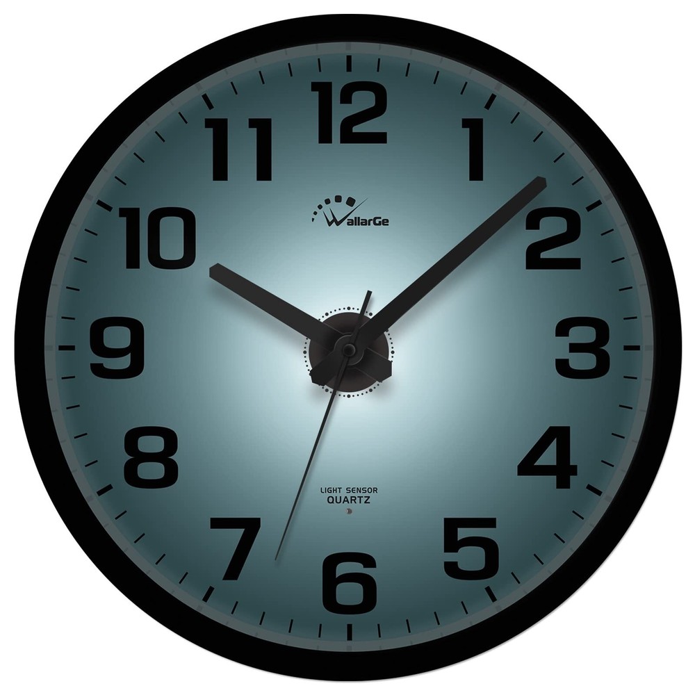 WallarGe Night Light Wall Clock for Bedroom - Silent Lighted up Wall Clock Gl...