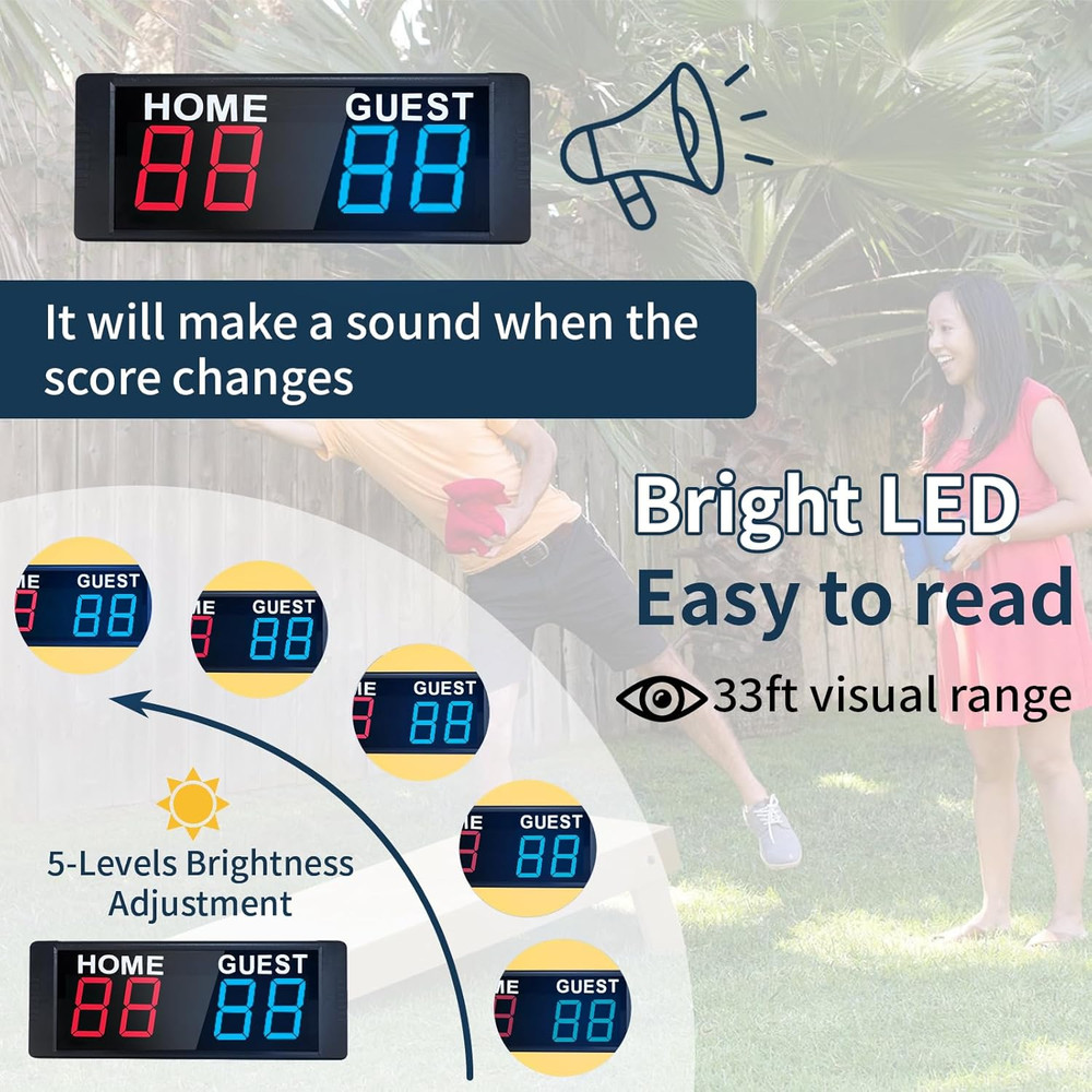 LED Portable Digital Scoreboard, Tabletop Electronic Scoreboard with Remote, Sco