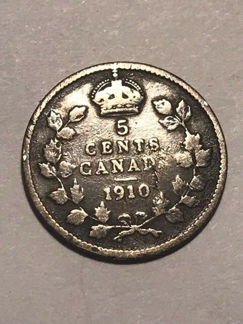 1910 Canadian 5 Cent Silver VG #12416