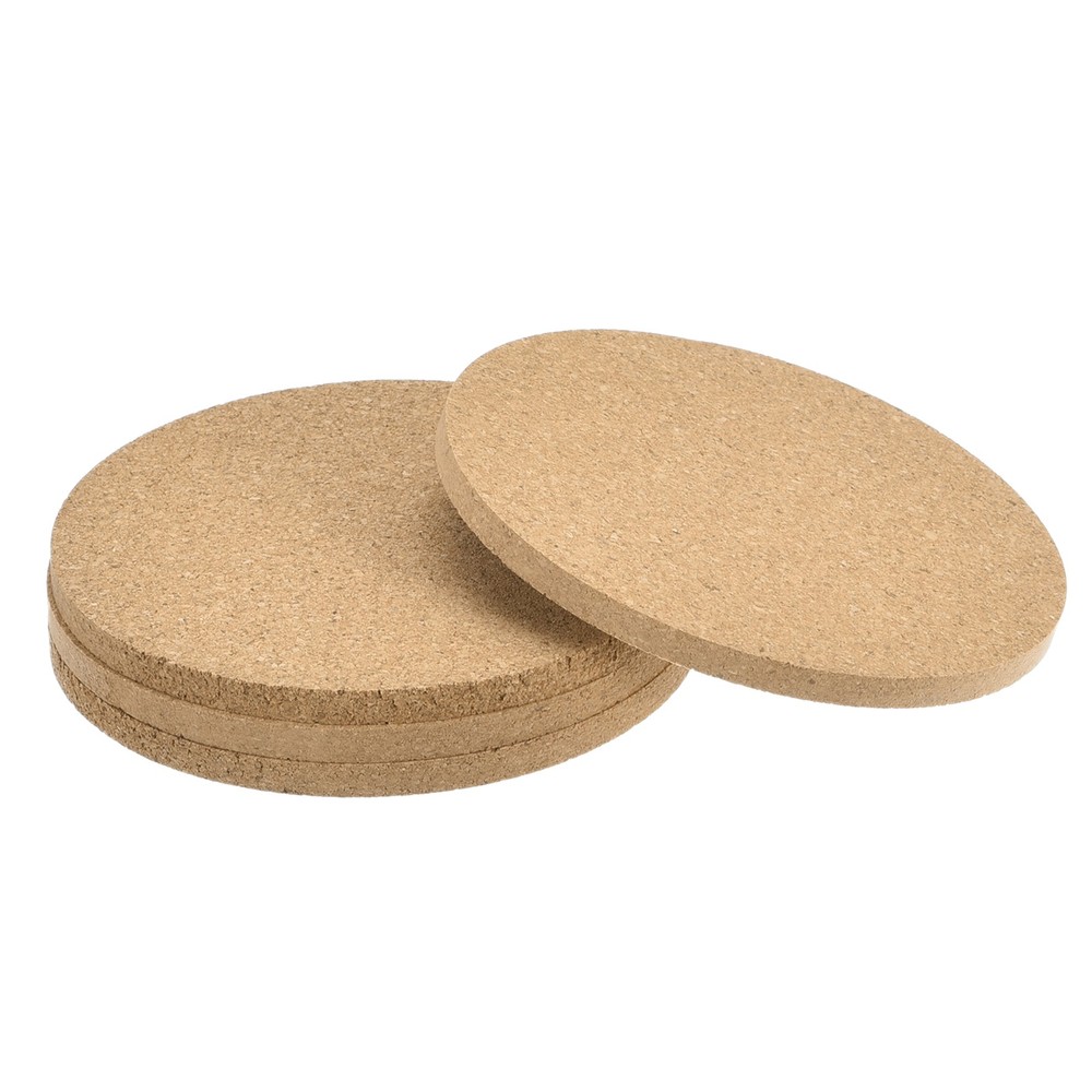 90mm(3.54") Round Coasters 5mm Thick Cork Cup Mat Pad for Tableware 4pcs