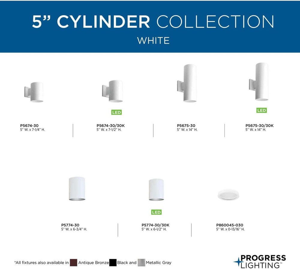 5-Inch Cylinder Outdoor Wall Sconce, 1-Light Modern Wall Mount Light, Interior a