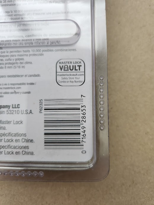 Master Lock Padlock 2in Steel Resettable Combination 875DLF