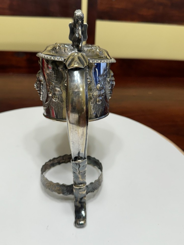 VINTAGE SILVER PLATED CARAFE PITCHER DECANTER WITH ETCHING- RENISSANCE WINE