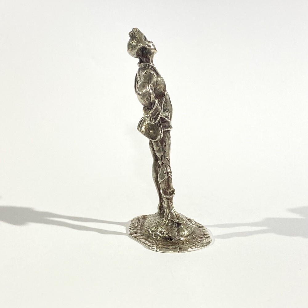 vintage solid silver Man with Flask miniature , hallmarked italian figurine
