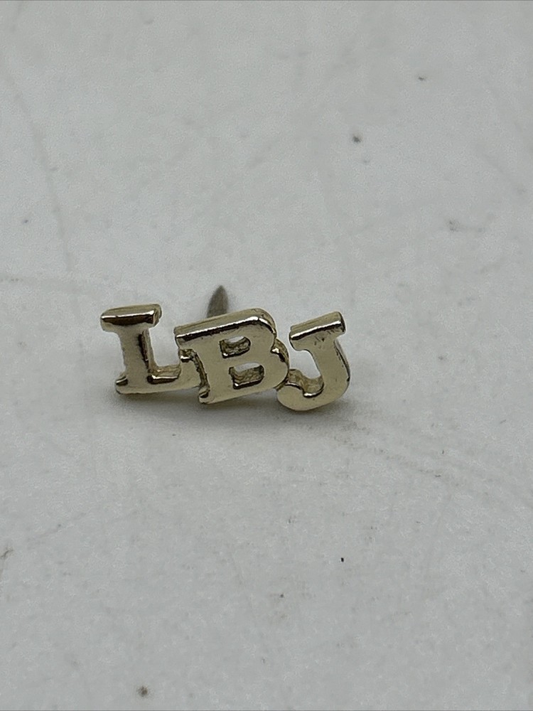 Vintage Lyndon B Johnson LBJ Small Pin Brass Pinback Button
