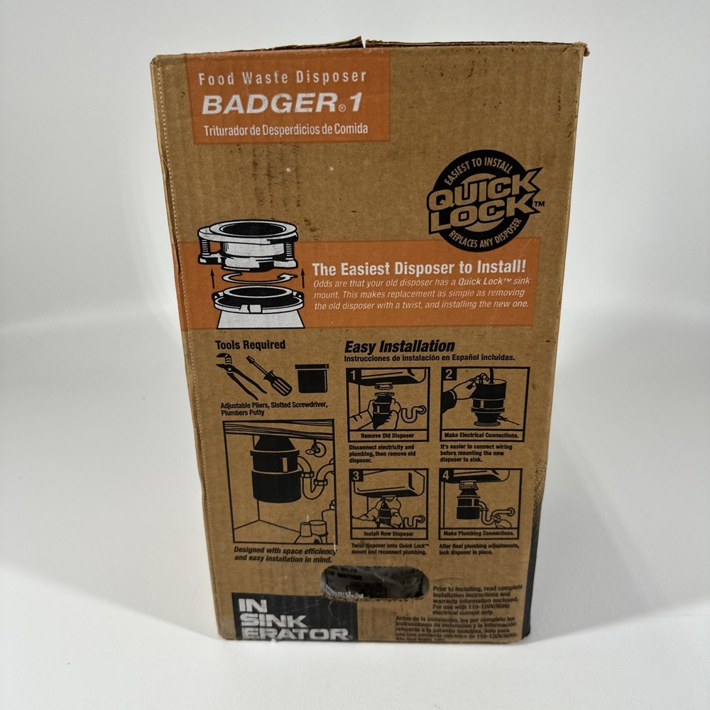 InSinkErator Badger 1 1/3 HP Garbage Disposal NOS Septic Safe