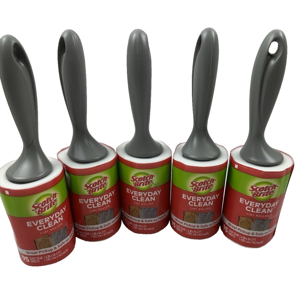 (5) Scotch-Brite Everyday Clean Lint Roller  70 Sheets Each
