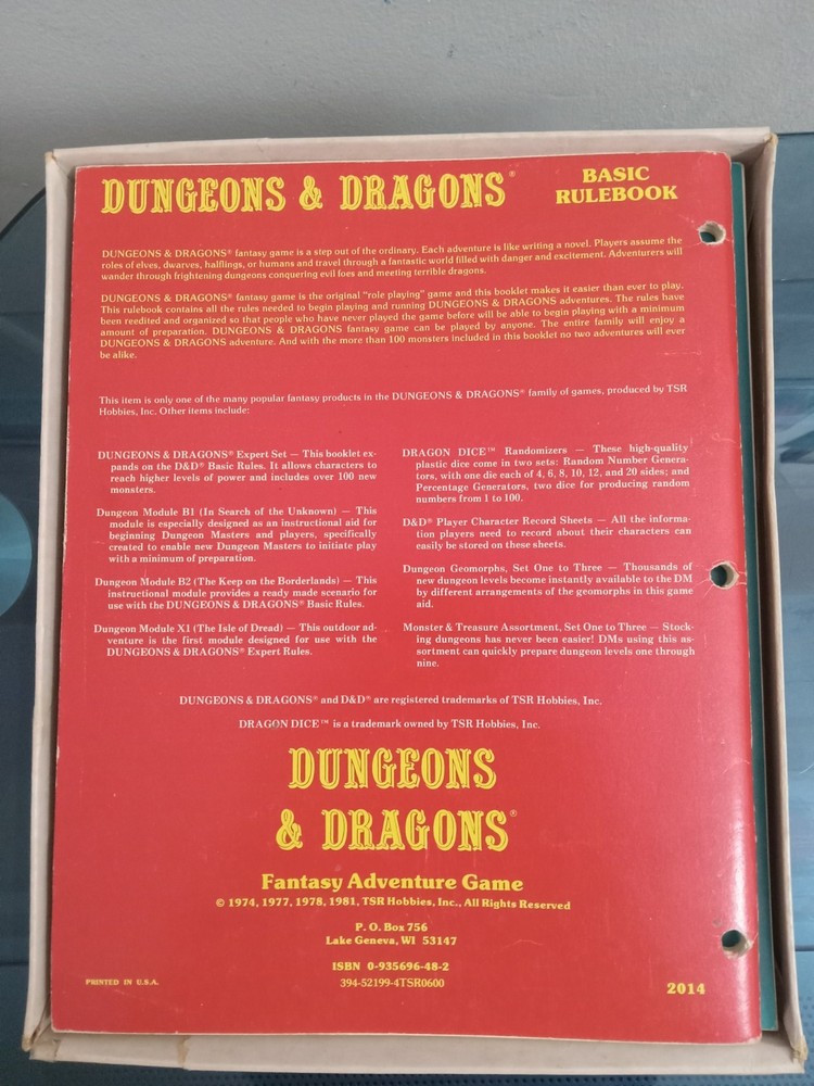 Dungeons & Dragons Fantasy Adventure Game Basic Set 1980 TSR