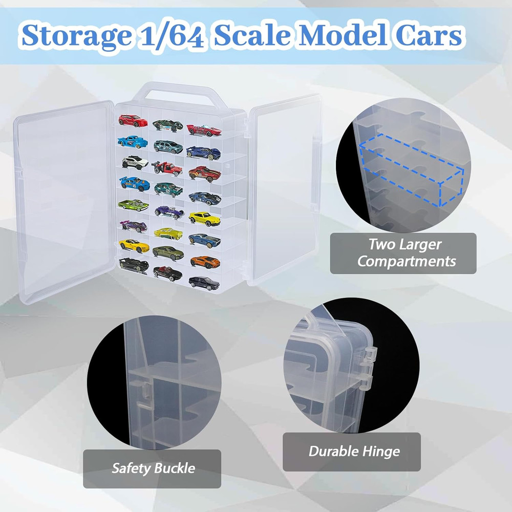 Double Sided Storage Case for Hot Wheels Storage with Carrying Handle, Portable