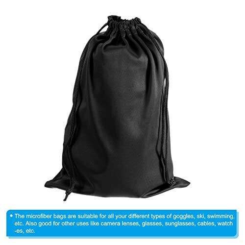 Ski Goggle Bag, Microfiber Snow Goggles Case Cover Soft Storage Sleeve Black