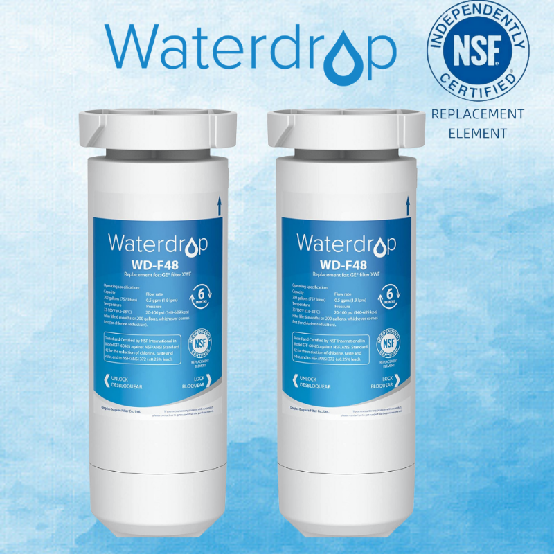 2 Packs Waterdrop XWF Refrigerator Water Filter, Replacement For GE® XWF.