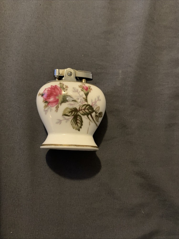 Vintage Moss Rose Porcelain Table Lighter