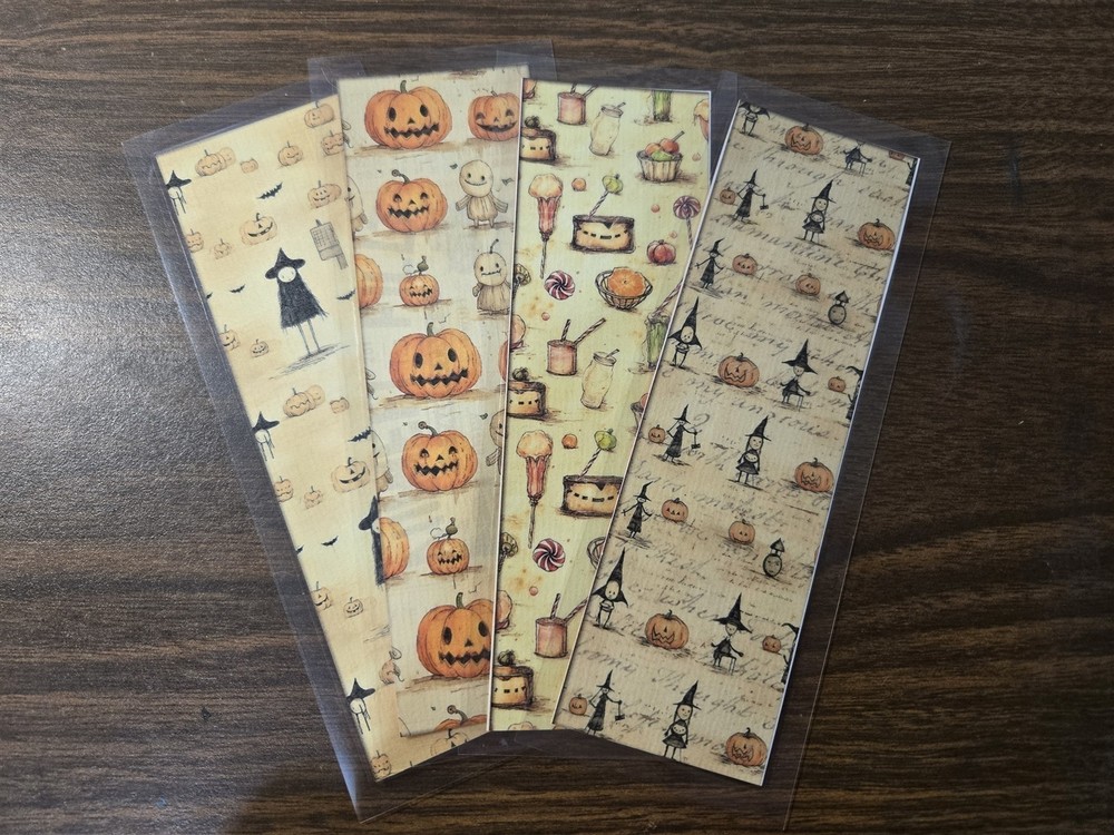 Halloween Fall - 4 Cute Halloween Bookmarks - Laminated