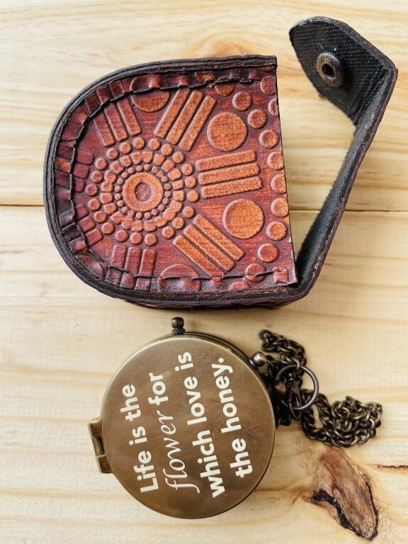 Brass compass 2.0 Inches With Leather Cover
