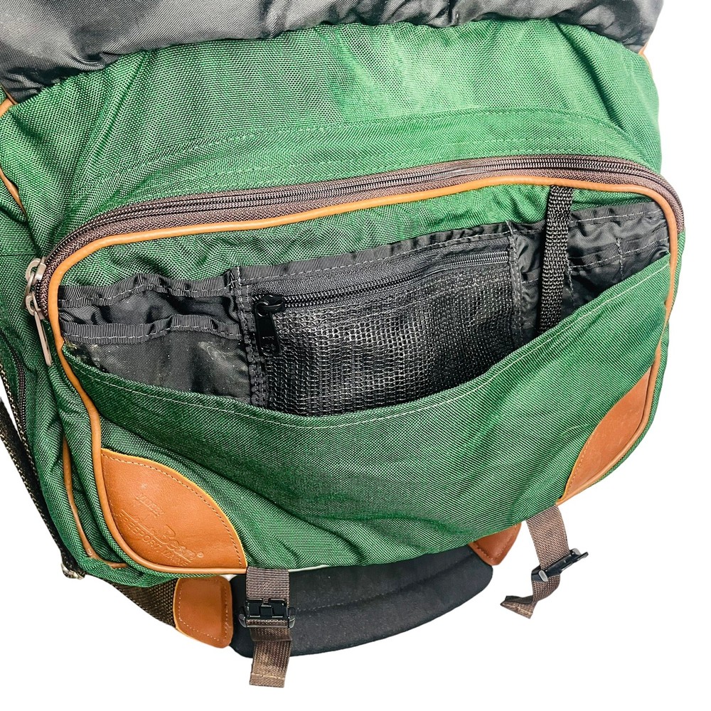 LL Bean Messenger Bag Green Briefcase Canvas Leather