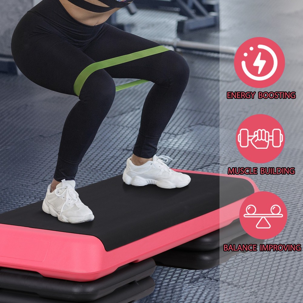 43" Pink Training 4"- 6"- 8" Exercise Aerobic Stepper Workout Step Storage