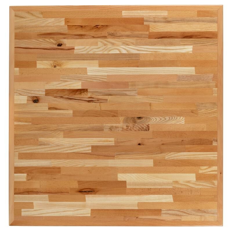 30'' Square Butcher Block style Restaurant Table Top in Solid Wood Natural