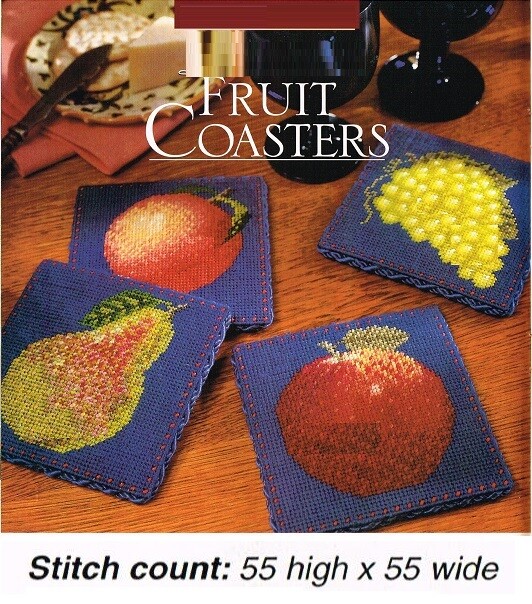 FRUIT COASTERS  CROSS STITCH PATTERN ONLY  GU  SUU