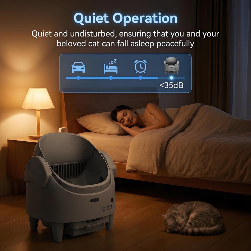 Smart Automatic Litter Box for Multi Cats, App Control & Adjustable Entry Height