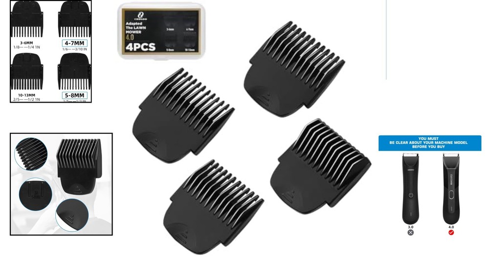 4 Pack Manscaped 4.0 Replacement Guards for Precision Grooming - Waterproof
