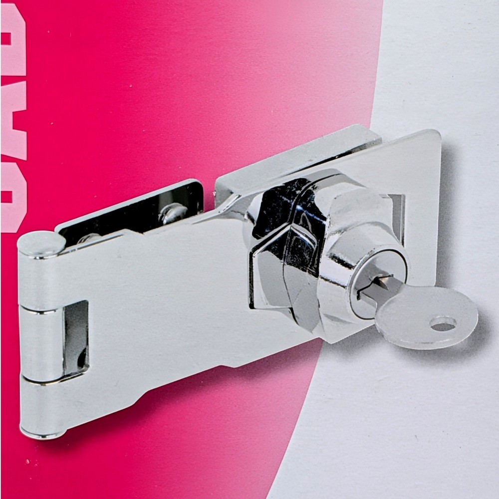 Defender Security 4 Inch Keyed Hasp Cabinet Lock U9951 Silver