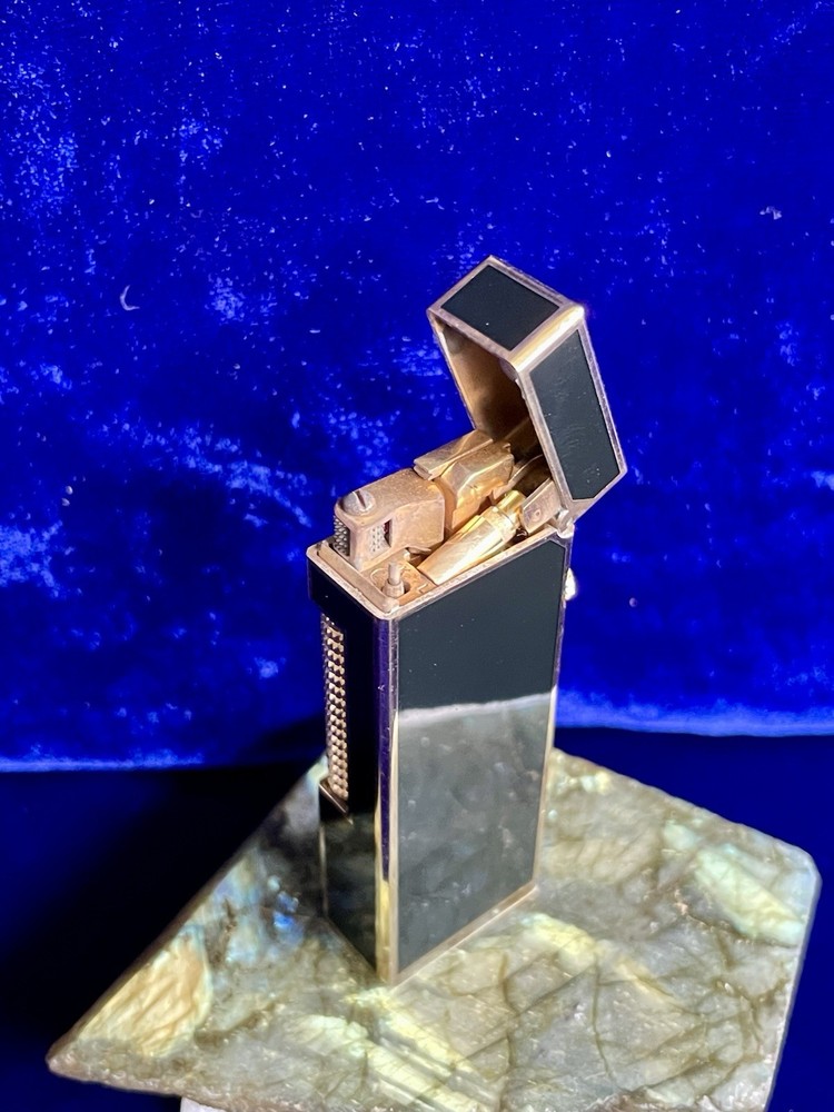 Dunhill Lighter Vintage Black Lacquer Rollagas Mint Condition Work 1 Year Warran