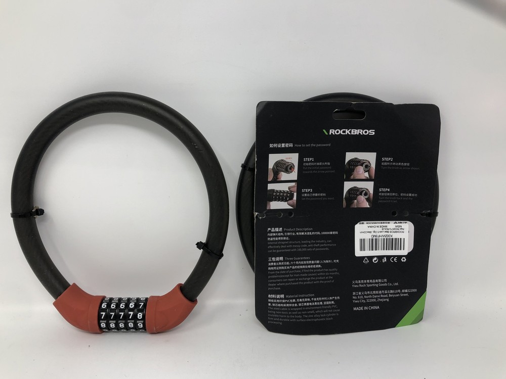 ROCKBROS Bike Lock 5 Digit Combination Cable Lock Red 2-Pack
