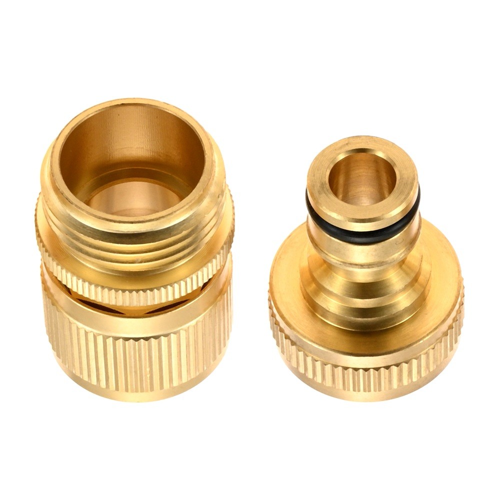 2Pack Garden Hose Quick Connector Solid Brass 3/4 inch GHT Quick Connect Release