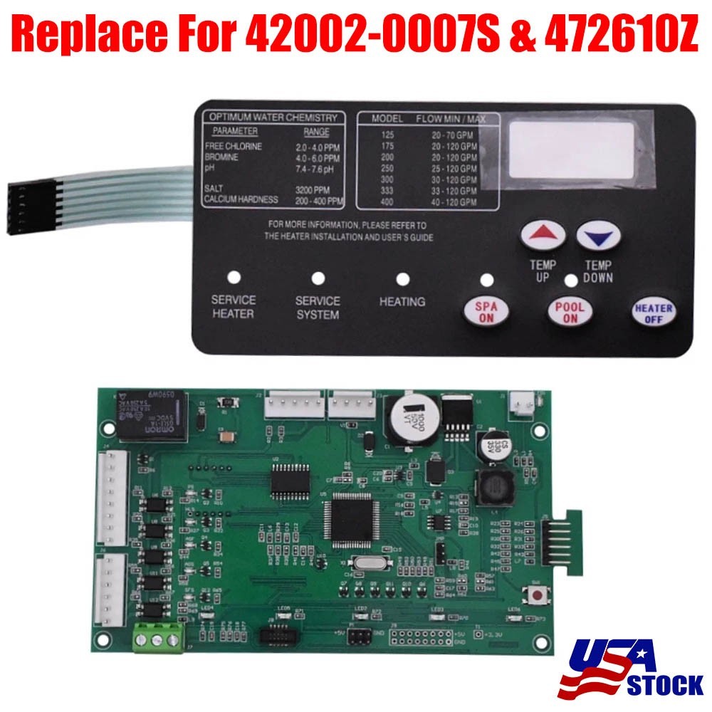 For Pentair Master Temp 400 42002-0007S Control Board Kit w/ 472610Z Switch Pad