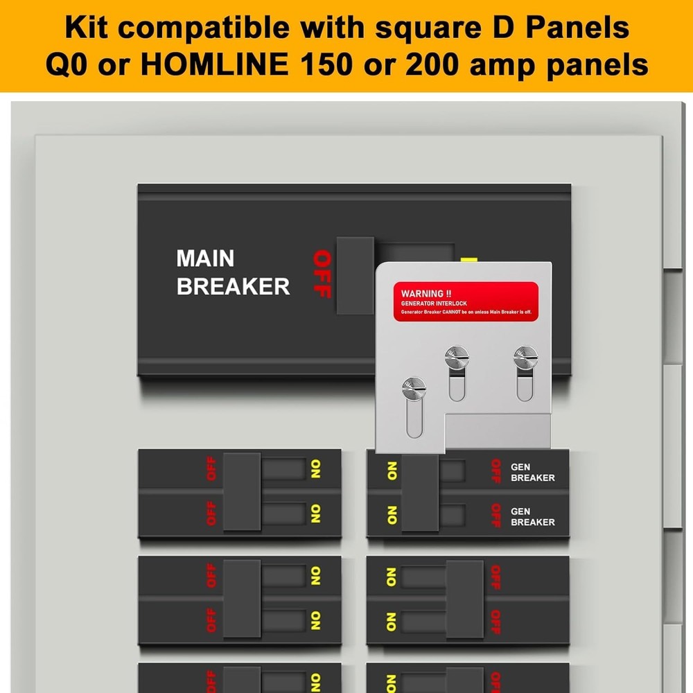 Durable Stainless Steel Generator Interlock Kit - 4 Sets | Square D Panel